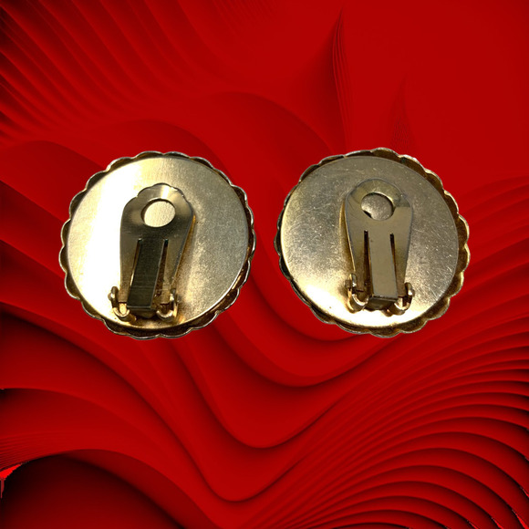 Vintage 1960's Faux Pearl Cabochon Button Earrings Clip On Runway Couture - Picture 4 of 4